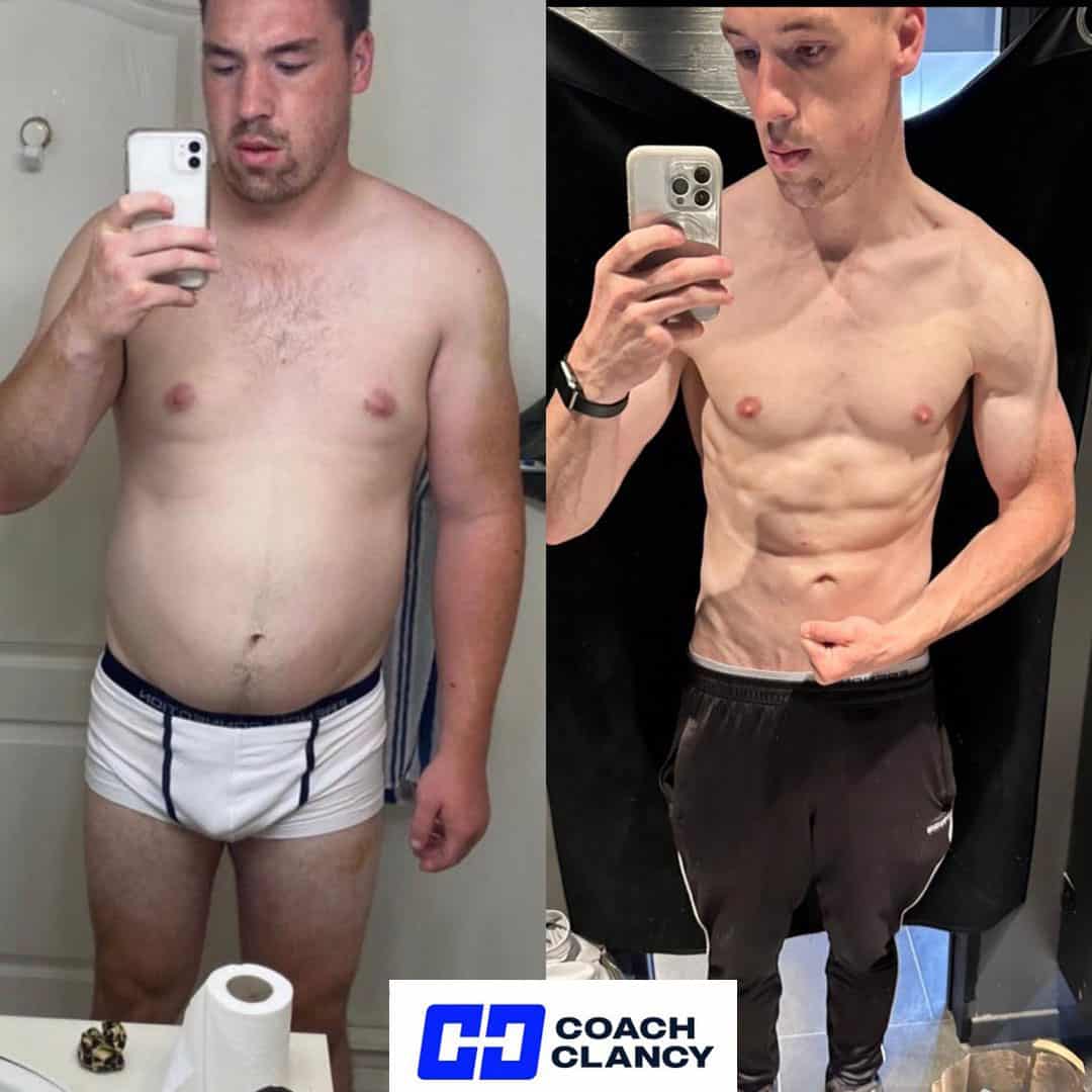 Coach Clancy online coaching Cian ogrady transformation before after